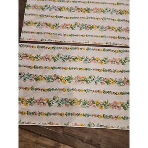 Sears GARDEN STRIPE Perma Prest Muslin Set 2 Pillowcases Lot Floral 36" × 20"